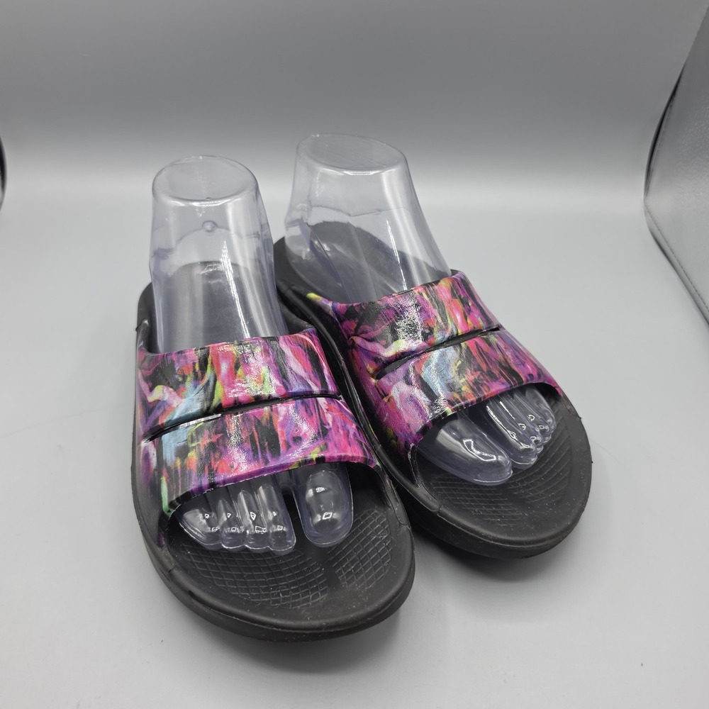 OOFOS OOAHH Sandals Womens 7 Multicolor Recovery Slides Comfort Cushioned Shoes